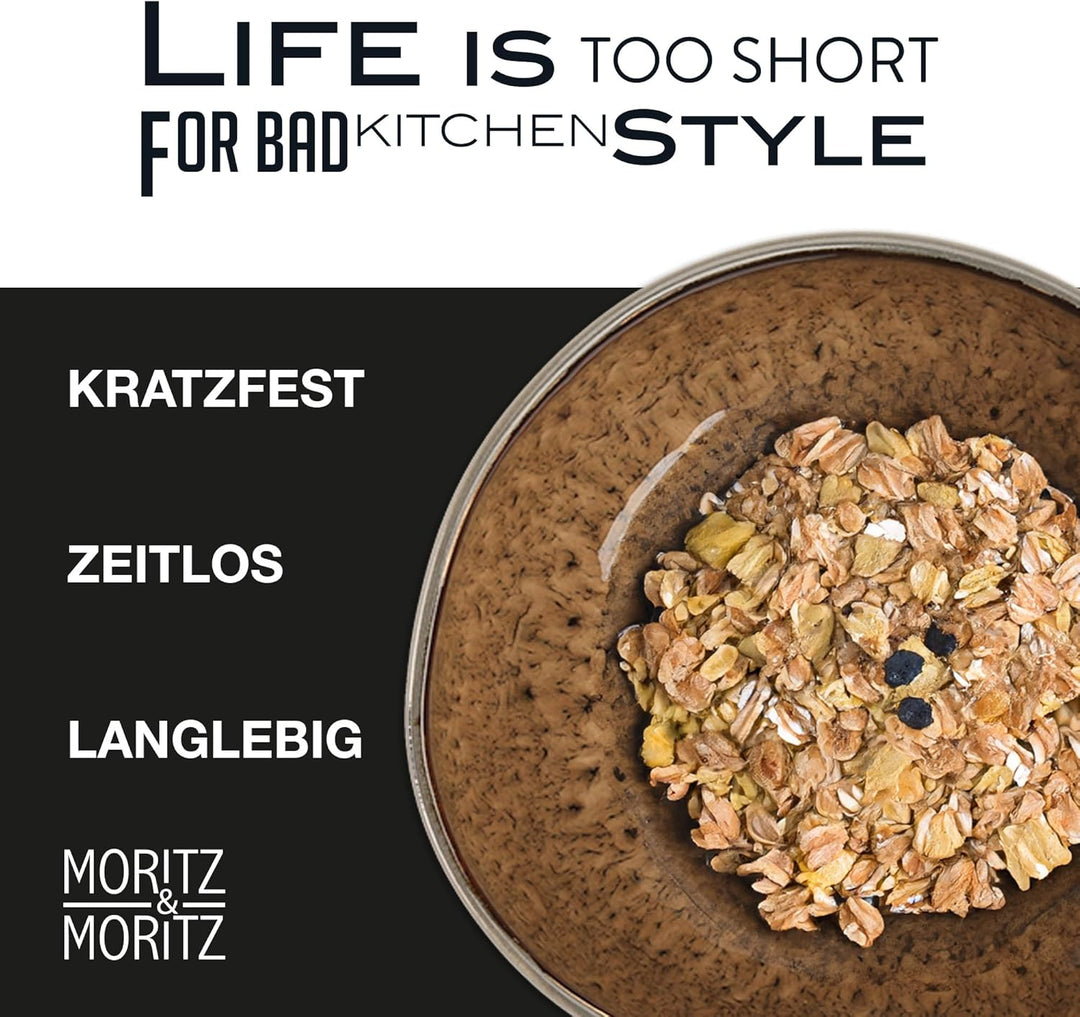 Moritz & Moritz ORGANIC Müslischalen Set 6-teilig Beige, Steingut Bowls im modernen Design, ca. 500