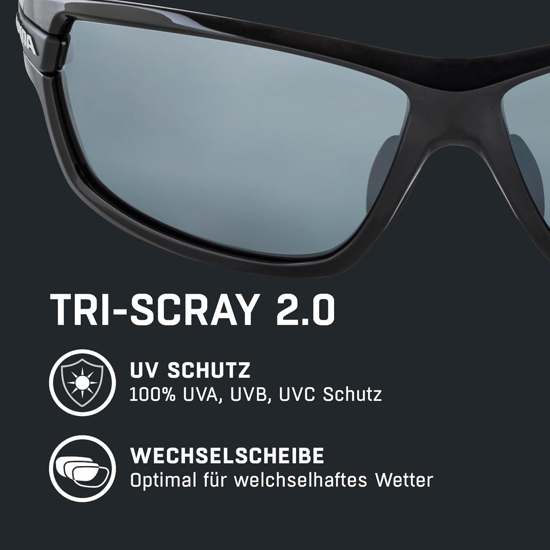 ALPINA TRI-SCRAY 2.0 - Indiv. Anpassbare, Bruchsichere Wechselscheiben Sport- & Fahrradbrille Mit 10
