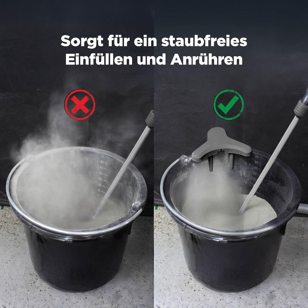 blizz-z Absaugkralle mit Saugadapter | staubfreies Einfüllen und Anrühren in Eimern (10-65 Liter) |