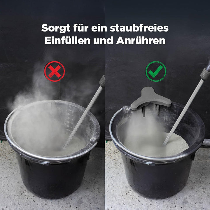 blizz-z Absaugkralle mit Saugadapter | staubfreies Einfüllen und Anrühren in Eimern (10-65 Liter) |