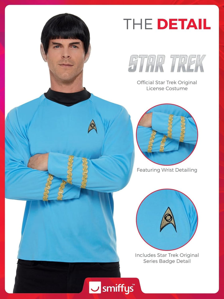 Smiffys Star Trek Original Series Sciences Uniform, blaues Oberteil, offiziell lizenziertes Star Tre
