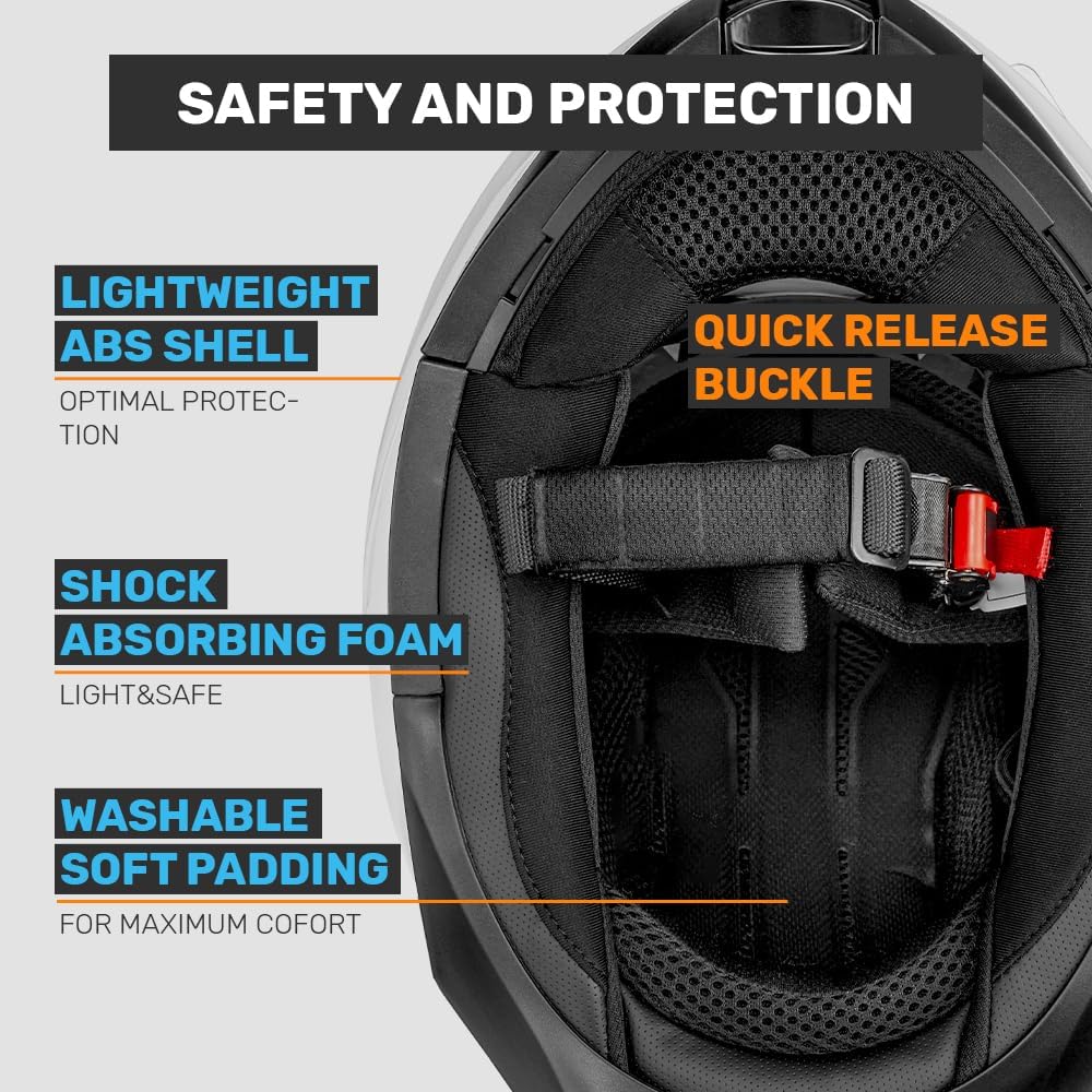 Westt Klapphelm Flip up Motorradhelm Integralhelm Herren Damen mit verstärktem Kinnschutz Chopper Mo