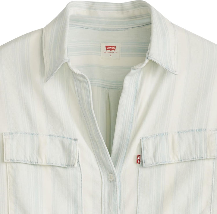 Levi's Damen Doreen Utility Hemd M Colette Stripe Ecru, M Colette Stripe Ecru