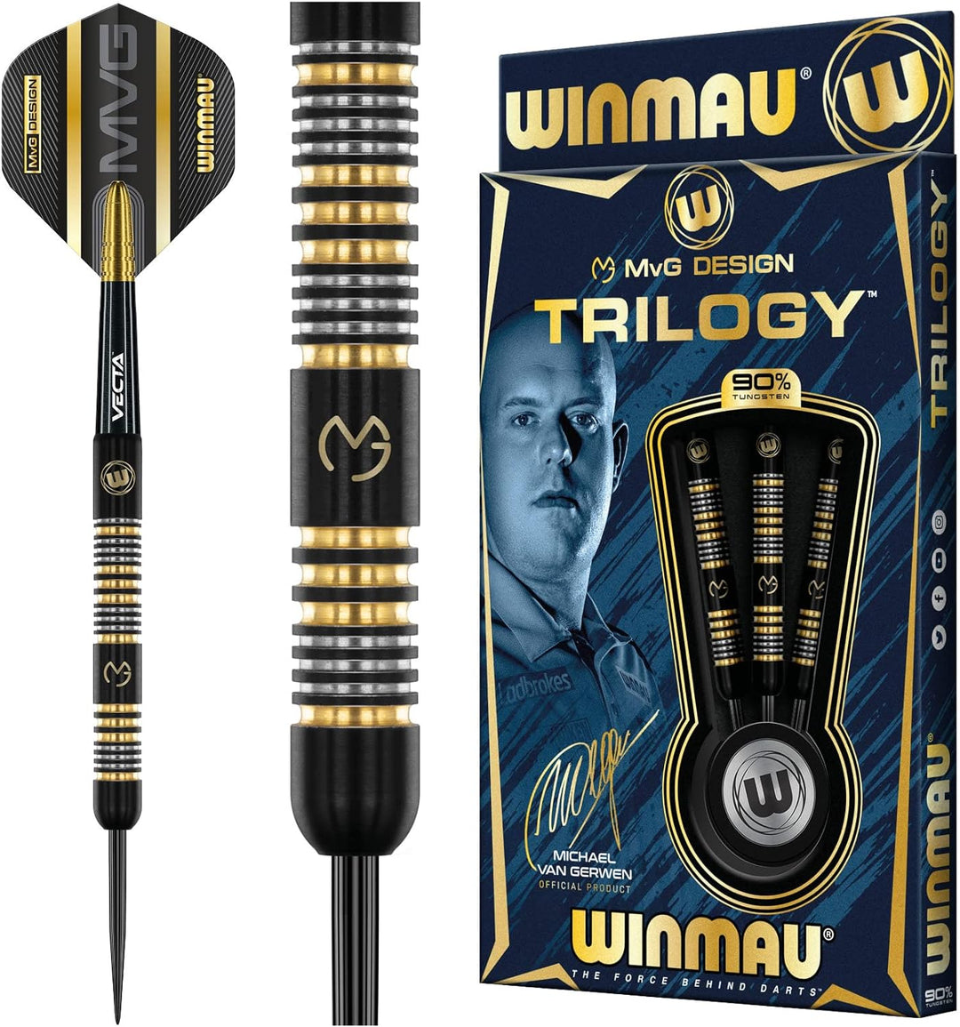 WINMAU Michael Van Gerwen MvG Trilogy 23 Gramm Profi Stahlspitze Wolfram Dartpfeile mit Flüge und St