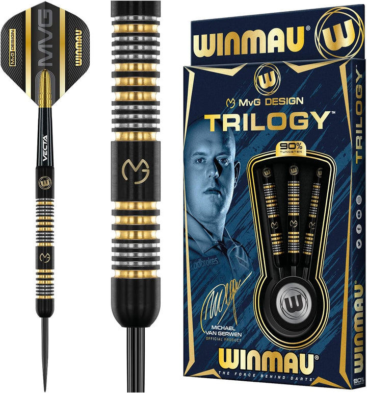 WINMAU Michael Van Gerwen MvG Trilogy 23 Gramm Profi Stahlspitze Wolfram Dartpfeile mit Flüge und St