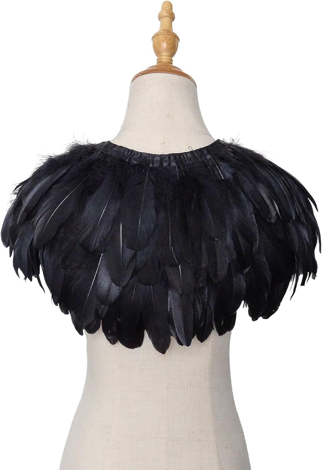 keland Feder Cape Stola Schwarz Weiss Beige Schal Halloween-Kostüm, Schwarz