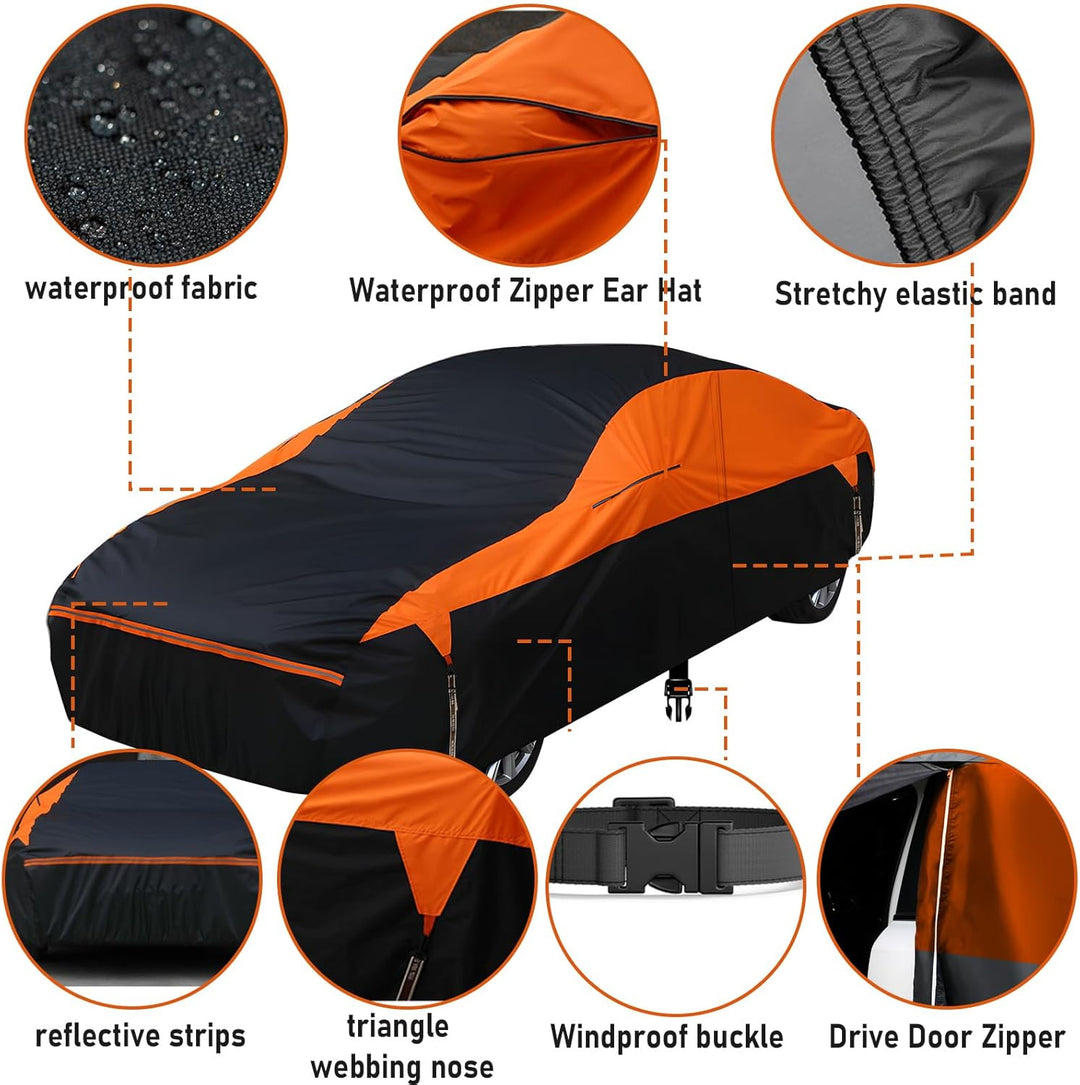 wasserdichte Vollgarage für das Auto, 6 Schichten universelle Outdoor Autoabdeckung mit Baumwollfutt