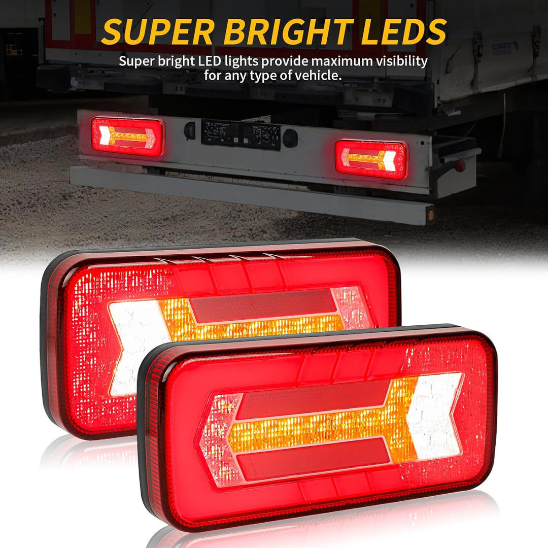 AOHEWEI 2 Stück Anhänger-Rückleuchten 12V/24V Superhelle wasserdichte Blinker Bremslichter Rücklicht