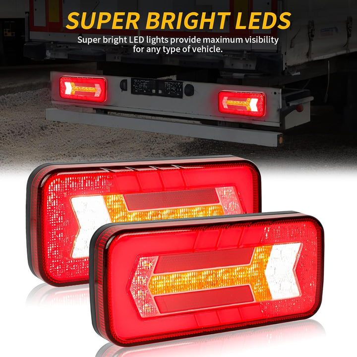 AOHEWEI 2 Stück Anhänger-Rückleuchten 12V/24V Superhelle wasserdichte Blinker Bremslichter Rücklicht