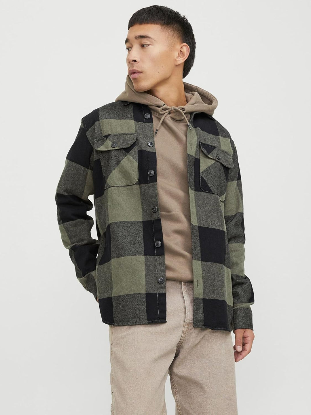 JACK & JONES Male Overshirt Comfort Fit Overshirt S Dusty Olive, S Dusty Olive