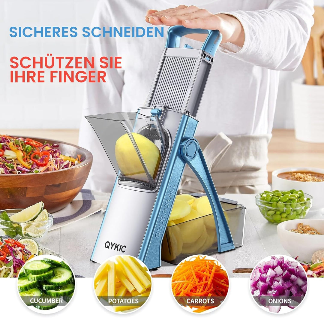 ONCE FOR ALL Gemüseschneider mit Auffangbecken, Aufgewertet Gemüsehobel ideal als Pommesschneider &