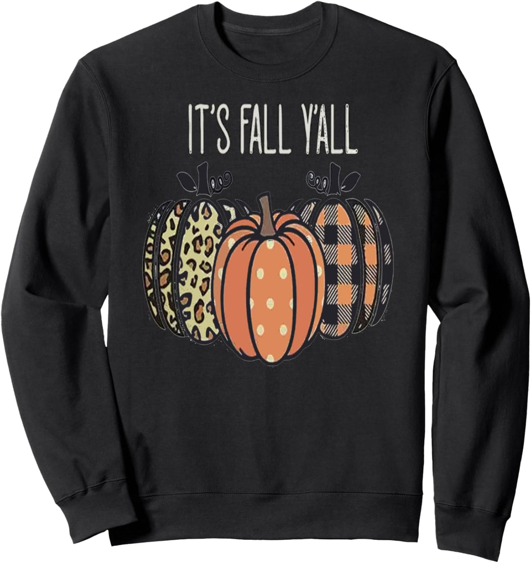 Thanksgiving Autumn It's Fall Yall Leopard Pumpkin Sweatshirt