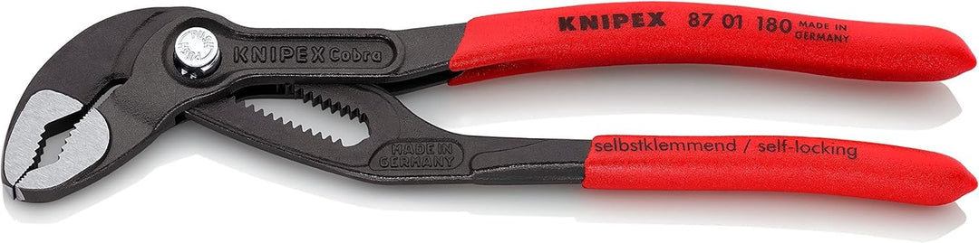 KNIPEX Cobra, Wasserpumpenzange | Rohrzange, Chrom-Vanadium, atramentiert, 180 mm (SB-Karte/Blister)