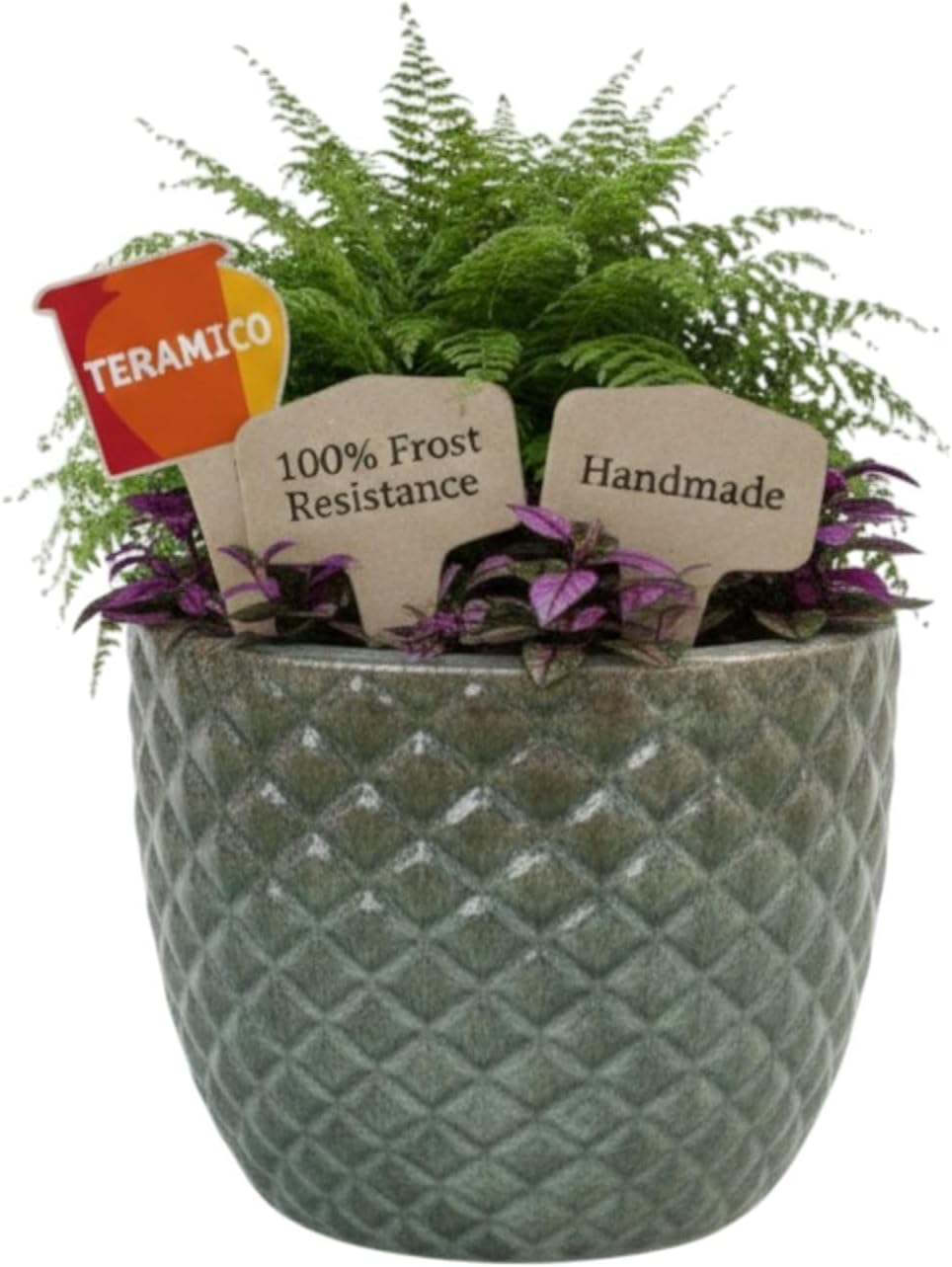 Teramico Frostfester Pflanzkübel aus Premium-Steinzeug | Glasierter Keramik-Pflanztopf in einzigarti