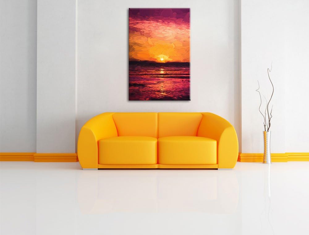 Pixxprint Sonnenaufgang über Meer als Leinwandbild/Grösse: 100x70 cm/Wandbild/Kunstdruck/fertig besp