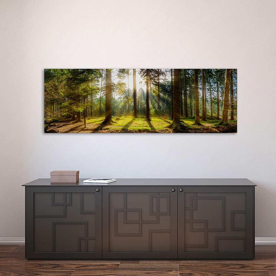 Feeby Bilder Wald Bäume Natur 90x30 cm Wohnzimmer Schlafzimmer Büro Flur Küche Wandbilder Modern Bil
