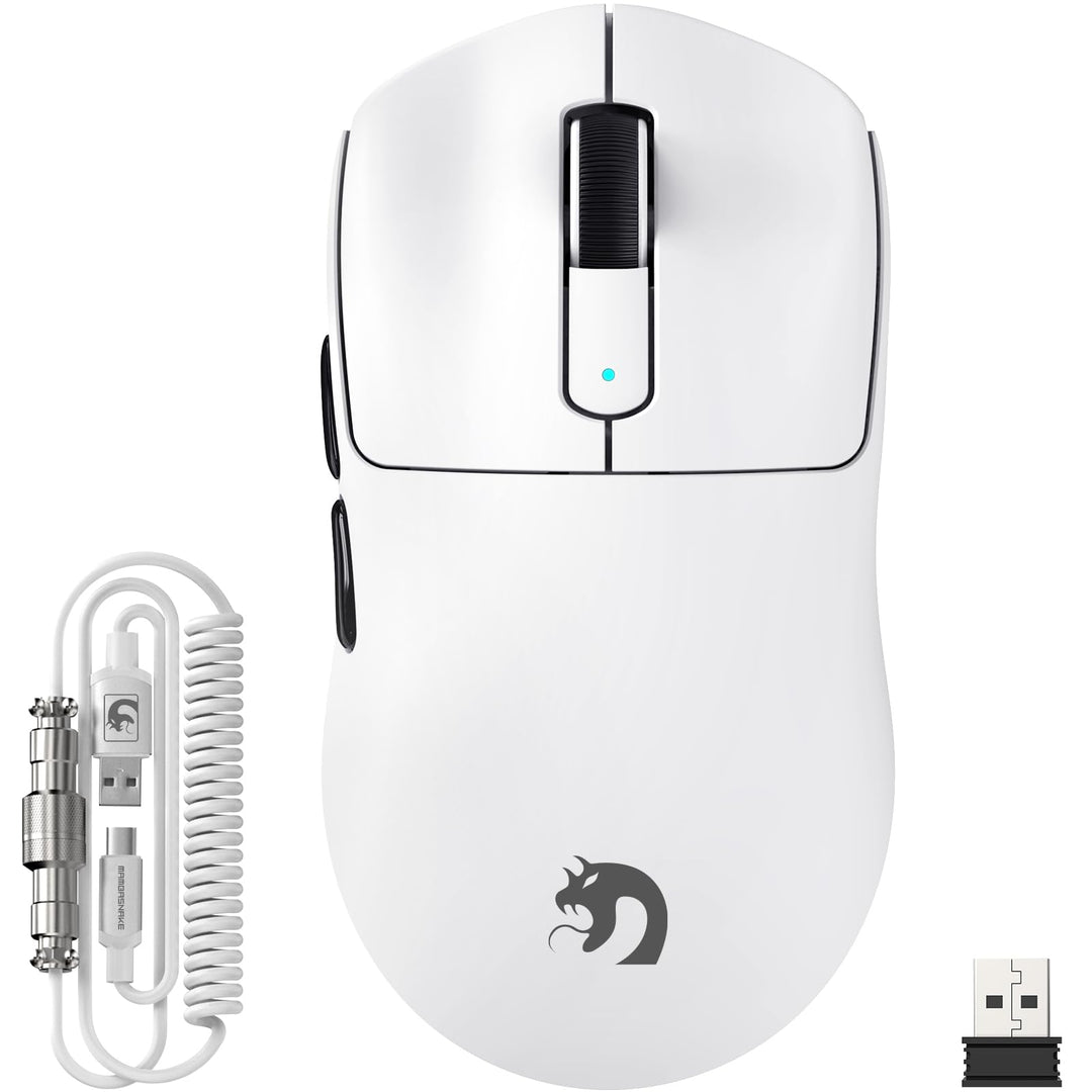 MAMBASNAKE M3 39g SUPERLEICHTE Kabellose Gaming-Maus mit Spiralkabel, PixArt PAW3395PRO-Sensor, Bis