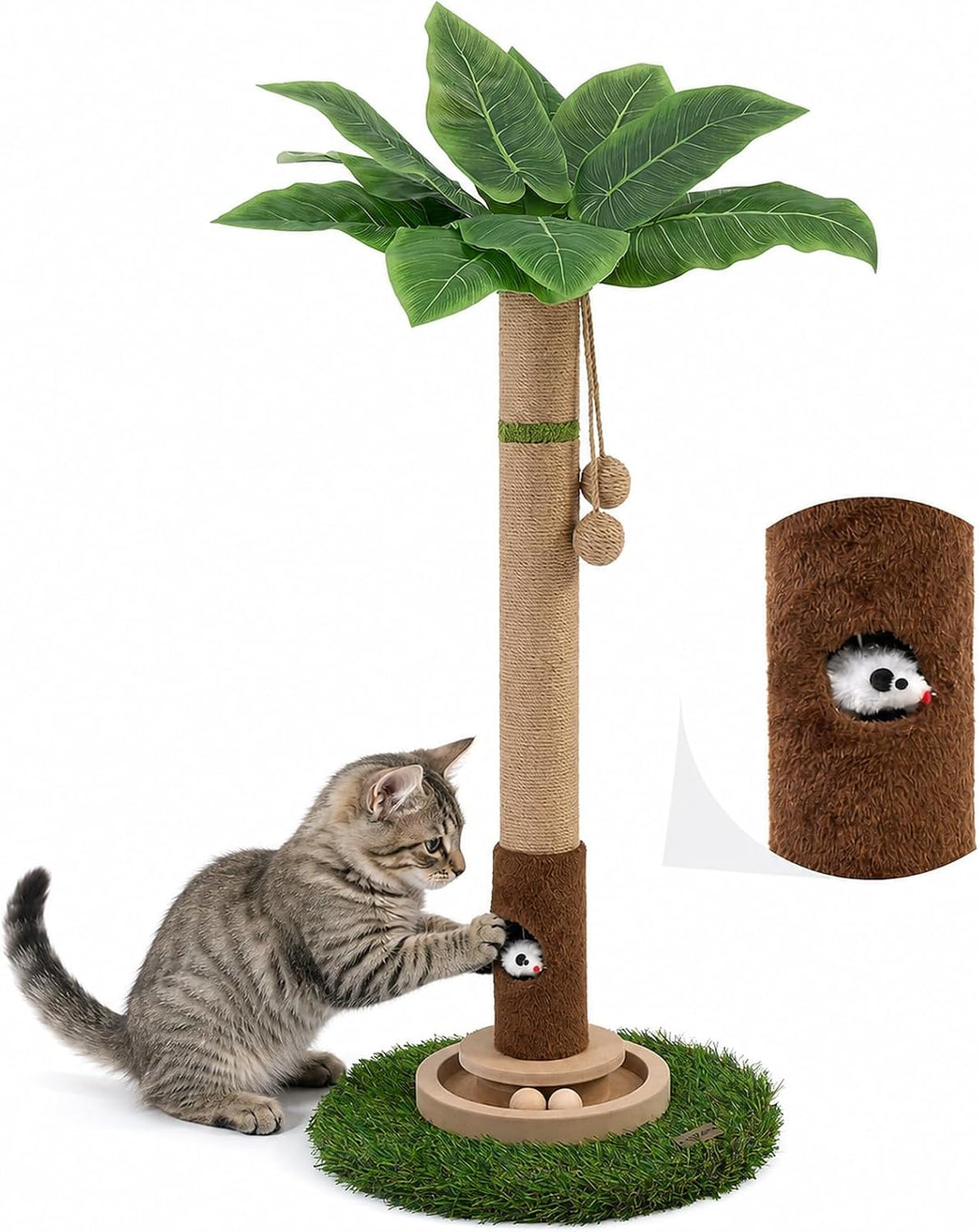 Katzenkratzbaum, 89,9 cm hoch, Katzenkratzbaum für Indoor-Katzen mit Katzenspielzeug, Mausloch und i