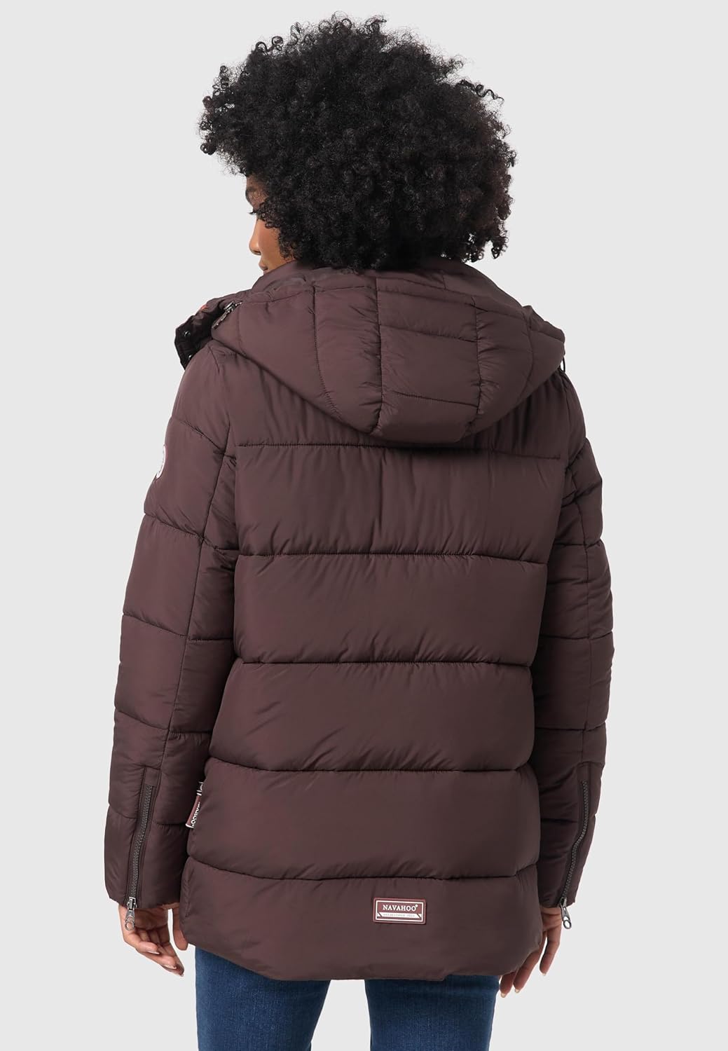Navahoo Damen kurze Winterjacke Steppjacke warm mit abnehmbarer Kapuze aus recycelten Materialien Wa