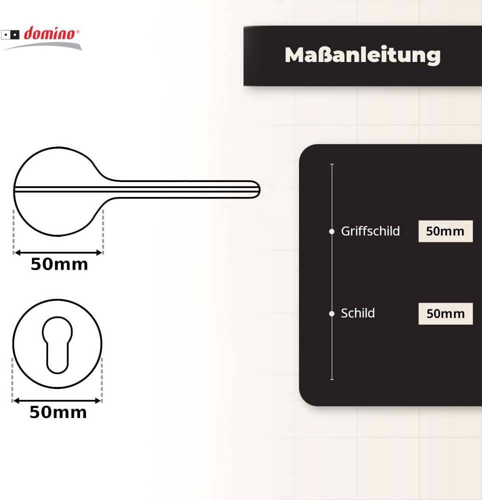 domino Türgriff Drückergarnitur PZ-Profilzylinder Set | Rund-Rosette | Türklinke für Kellertür & Inn