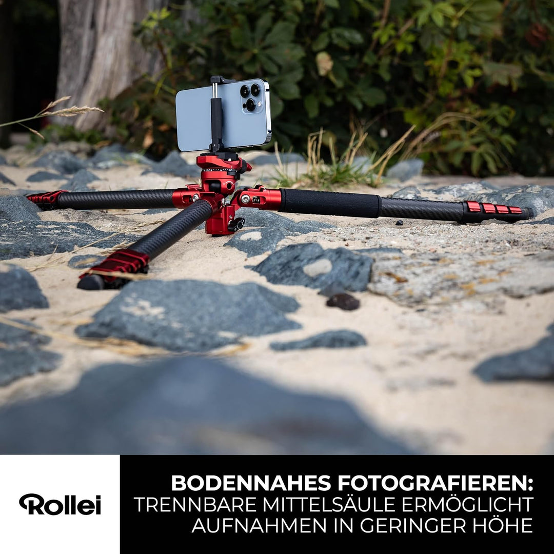 Rollei Easy Traveler Carbonstativ - 5 kg Tragkraft, 160 cm Höhe, Ultraleicht, Kompakt, Mühelose Fest