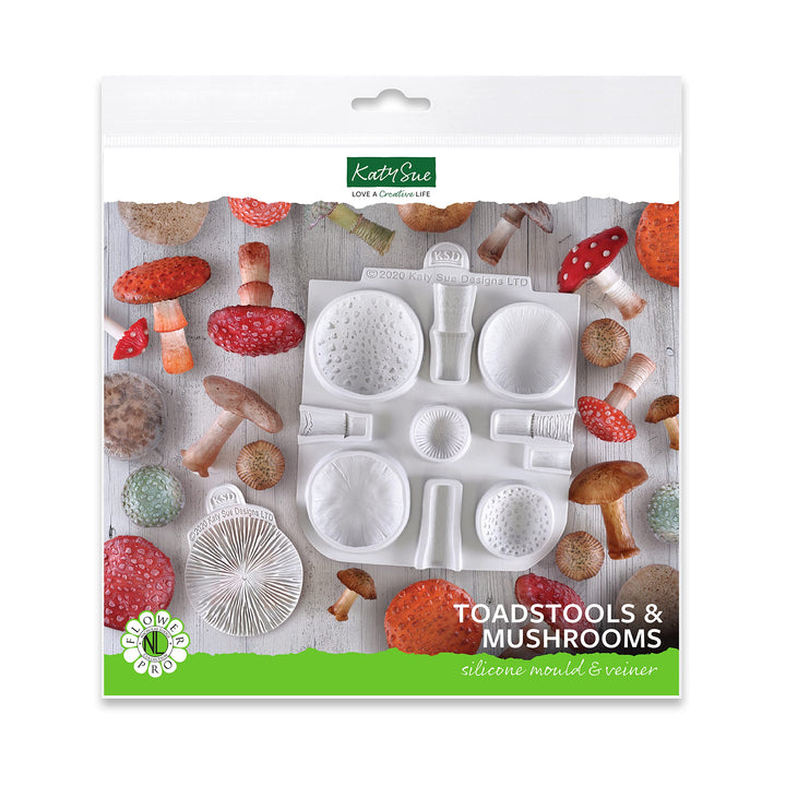 Katy Sue Designs Flower Pro Fliegenpilze &amp; Pilze Silikonform &amp; Veiner für Kuchendekoration &amp; Basteln
