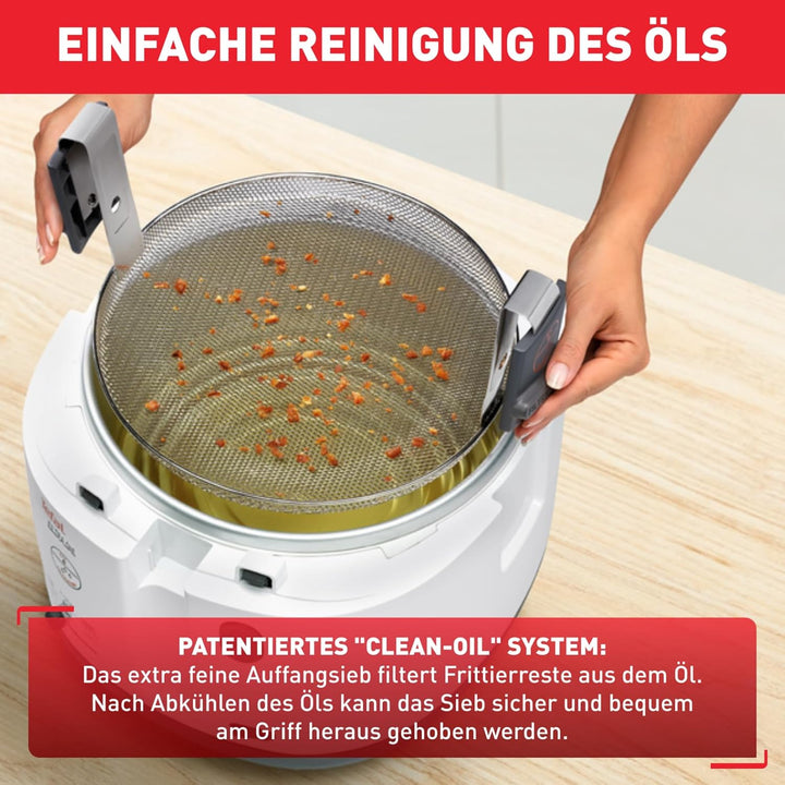 Tefal FF1631 Fritteuse Filtra One | 1.900 W | Kapazität 1,2 Kg | Clean-Oil-System | Auffangsieb für