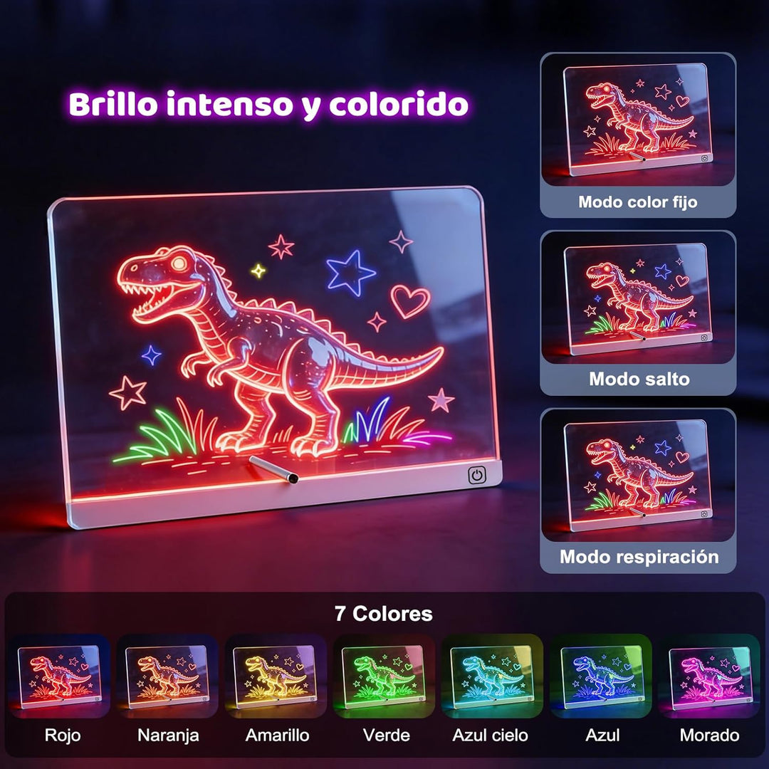 Allinside LED Zeichenbrett für Kinder, Leuchtendes LED Maltafel mit 7 Farben, Zeichen- & Schreibtafe