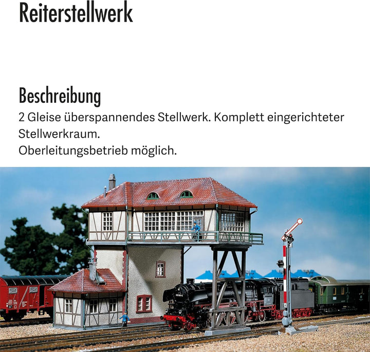 FALLER Reiterstellwerk Modellbausatz mit 133 Einzelteilen 179 x 168 x 160 mm I Modelleisenbahn Zubeh