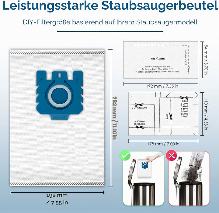 (24 Stück) Staubsaugerbeutel und Airclean-Filter kompatibel mit Miele GN Staubsauger, C1, C2, C3, S2