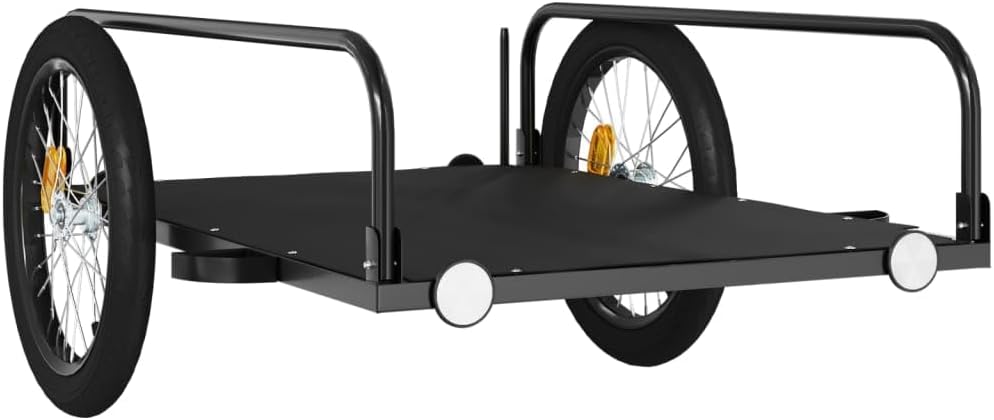 Fahrradanhänger Schwarz 135x70x Eisen für Lastentransport mit, klappbar, gefedert, mit Kupplung, Sic