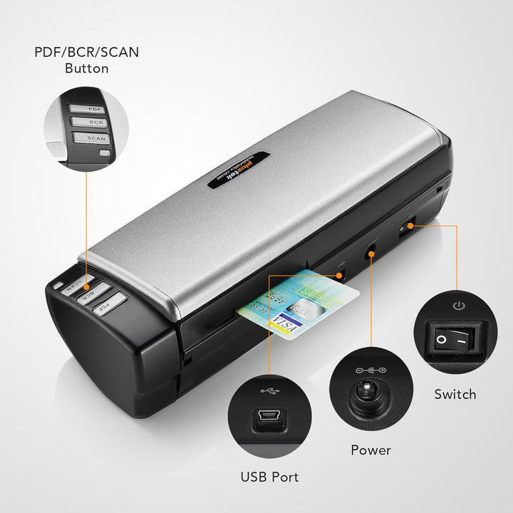 Plustek Mobile Scanner AD480 - kompakter Duplex-Scanner, Stromversorgung USB, A4, 20 ppm, Plastik Ka