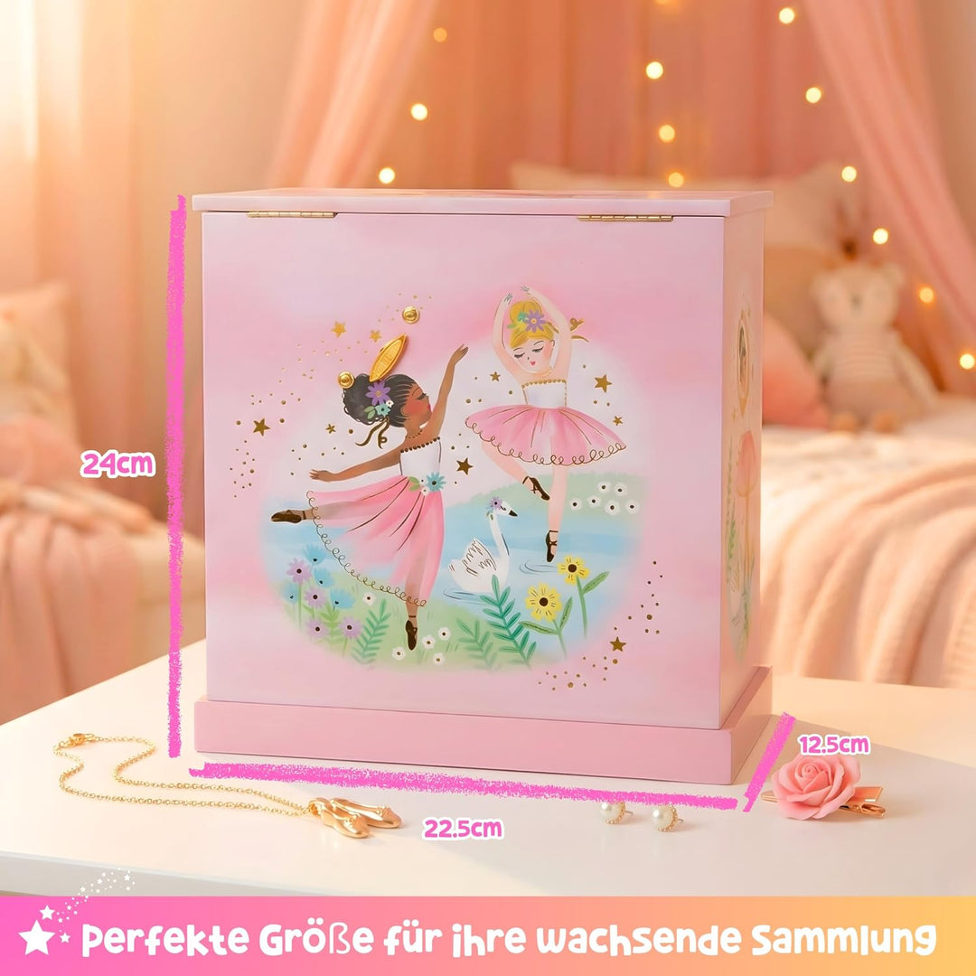 Giggle &amp; Honey Ballett Geschenke für Mädchen 4 5 6 7 8 9 Jahre mit 3 Schubladen – Music Box &amp; Baller