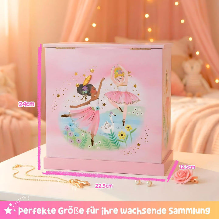 Giggle &amp; Honey Ballett Geschenke für Mädchen 4 5 6 7 8 9 Jahre mit 3 Schubladen – Music Box &amp; Baller