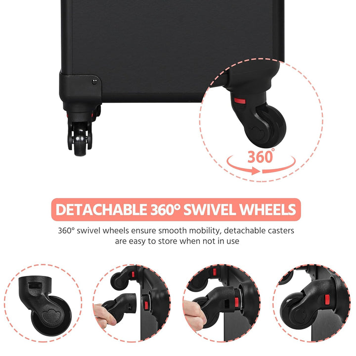 Yaheetech Kosmetikkoffer Alu Beauty Case Kosmetik Trolley Rollkoffer 4 in 1 Schminkkoffer mit 360° d
