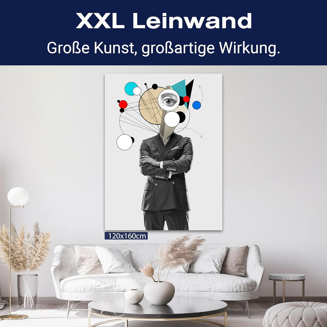 wandmotiv24 Leinwandbild Digital Art, 60x45cm, Hochformat, Anzug, Auge, Deko, Bilder auf Leinwand, W