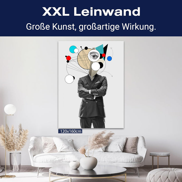 wandmotiv24 Leinwandbild Digital Art, 60x45cm, Hochformat, Anzug, Auge, Deko, Bilder auf Leinwand, W
