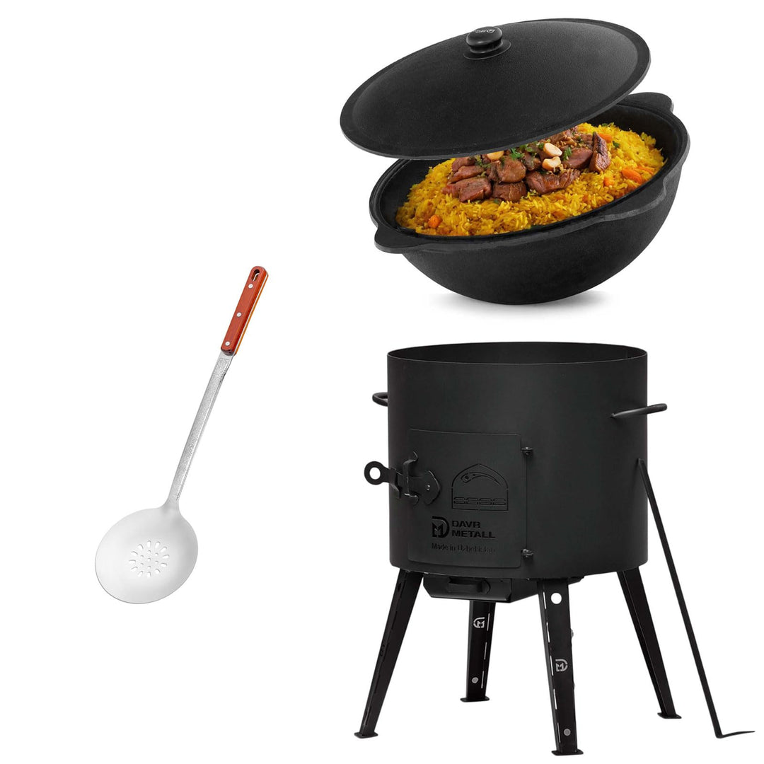 Ø41cm Uchag 2mm stahl Utschak Feuerstelle Utschag Campingofen 12L Kazan WOK Kasan (Runder boden) Fel