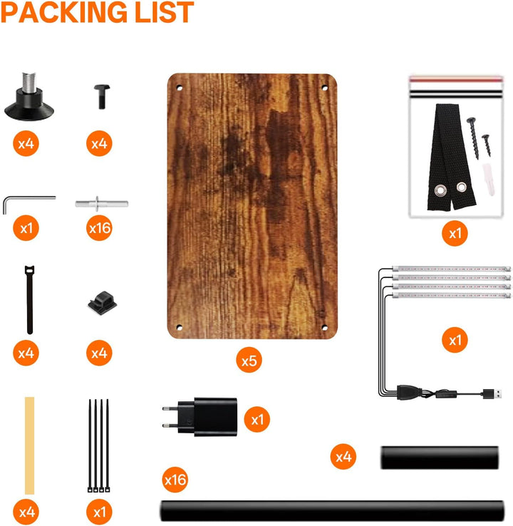 Bstrip Pflanzenständer mit Wachstumslicht, 4 Ebenen Blumenregal Metall Holz
