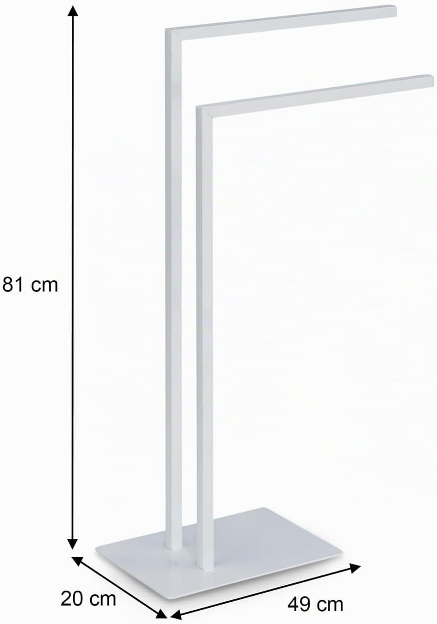 Handtuchhalter Andrew Freistehend, Weiss, aus hochwertigem Metall, mit 2 Armen &amp; sicherem Stand. Ide