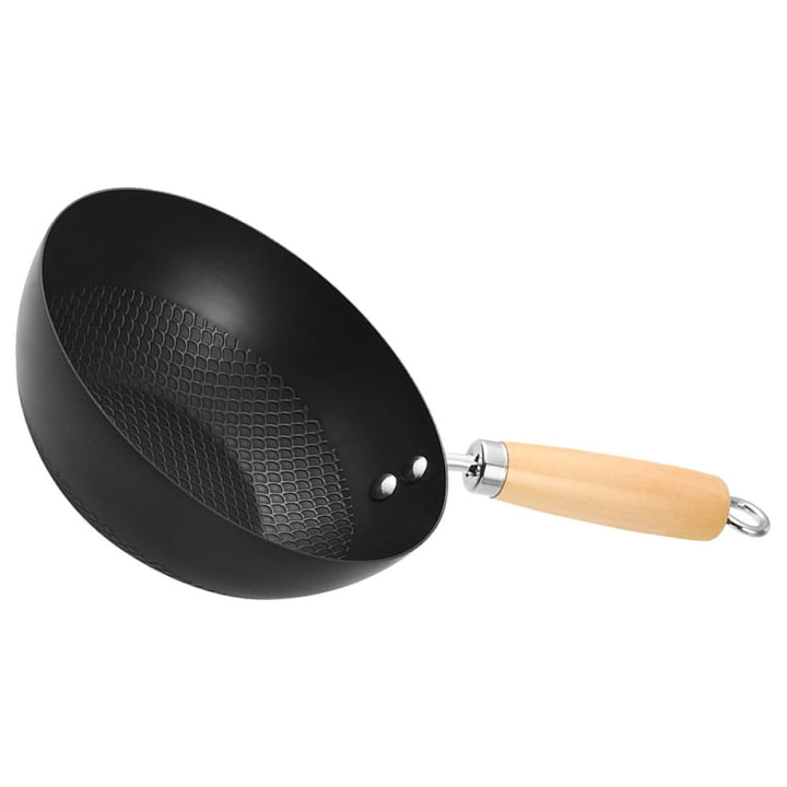 Sewroro Antihaft Bratpfanne Gusseisen 20cm Kleiner Wok ohne Beschichtung Hitzebeständiger Griff für