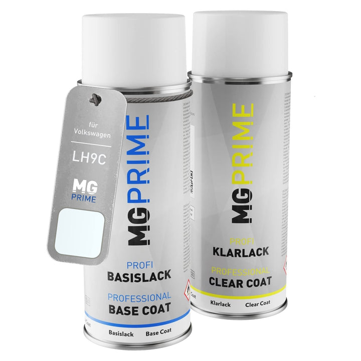 MG PRIME Autolack Sprühdosen Set für Volkswagen VW LH9C / H9C Weiss Basislack Klarlack Spraydose 400