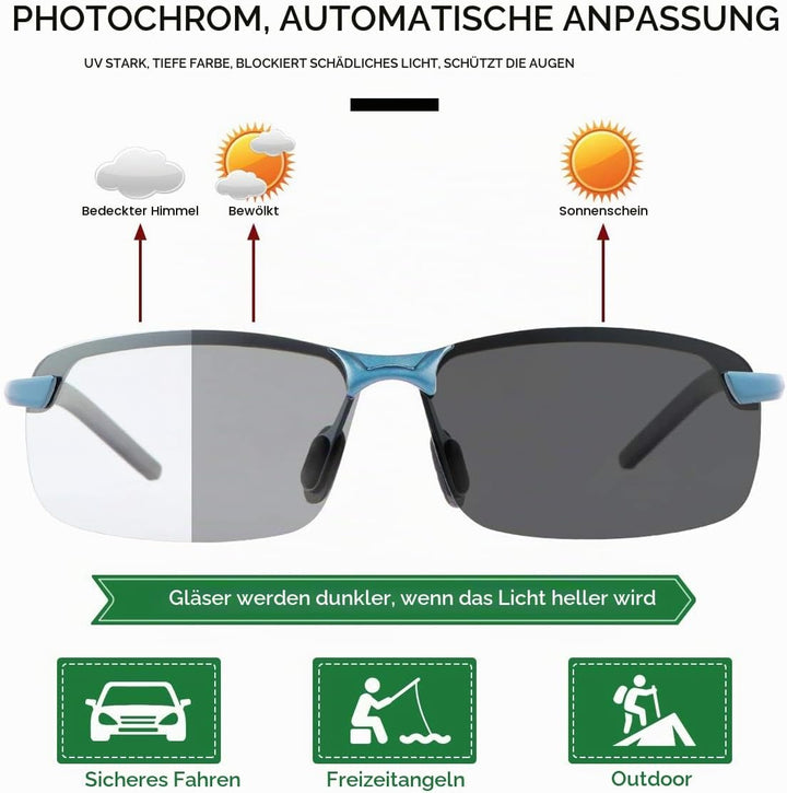 MIRYEA Herren Photochromatisch Sportbrille Polarisiert Sonnenbrille UVA UVB Brillen 3043-blau, 3043-