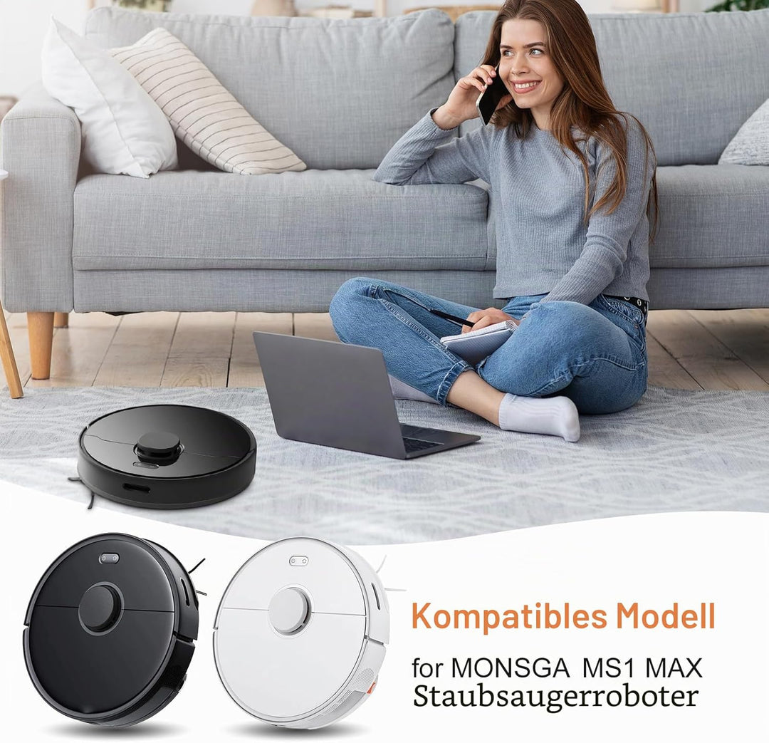 Staubsauger-Ersatzteil-Set passend für Monsga MS1 MAX Roboter-Staubsauger, Staubsaugerzubehör passen
