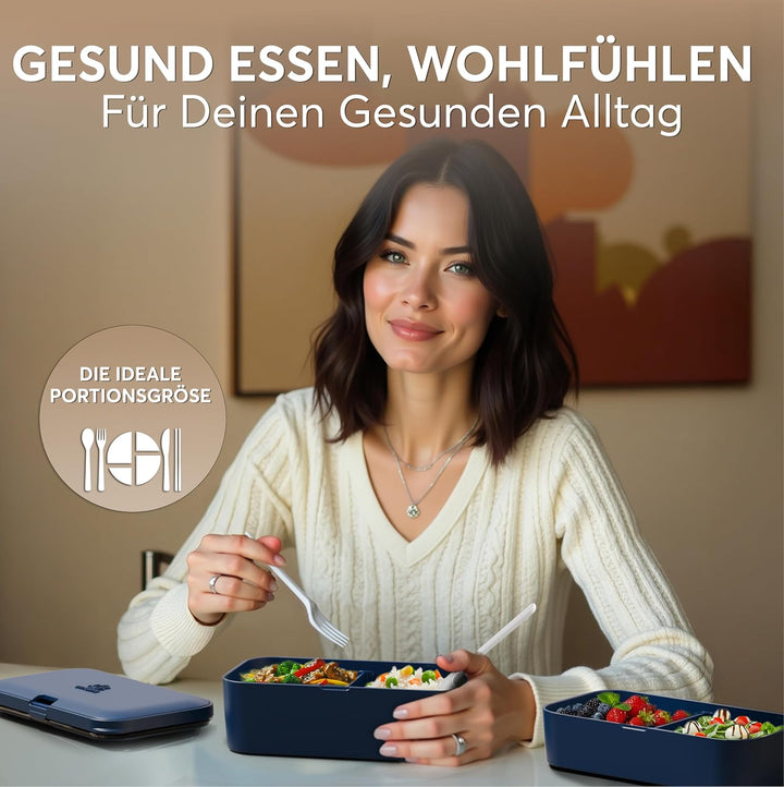 Umami Lunchbox Erwachsene, Verschachtelbar Auslaufsichere Bento Box mit 4 Bestecke & Fächern, Brotdo