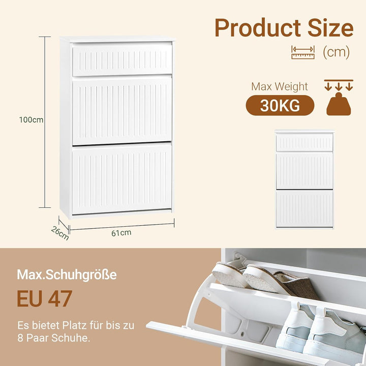 SoBuy Schuhkipper mit 2 Klappen Schuhablage Schuhschrank schmal Schuhregal mit 4 Ablageflächen Schuh