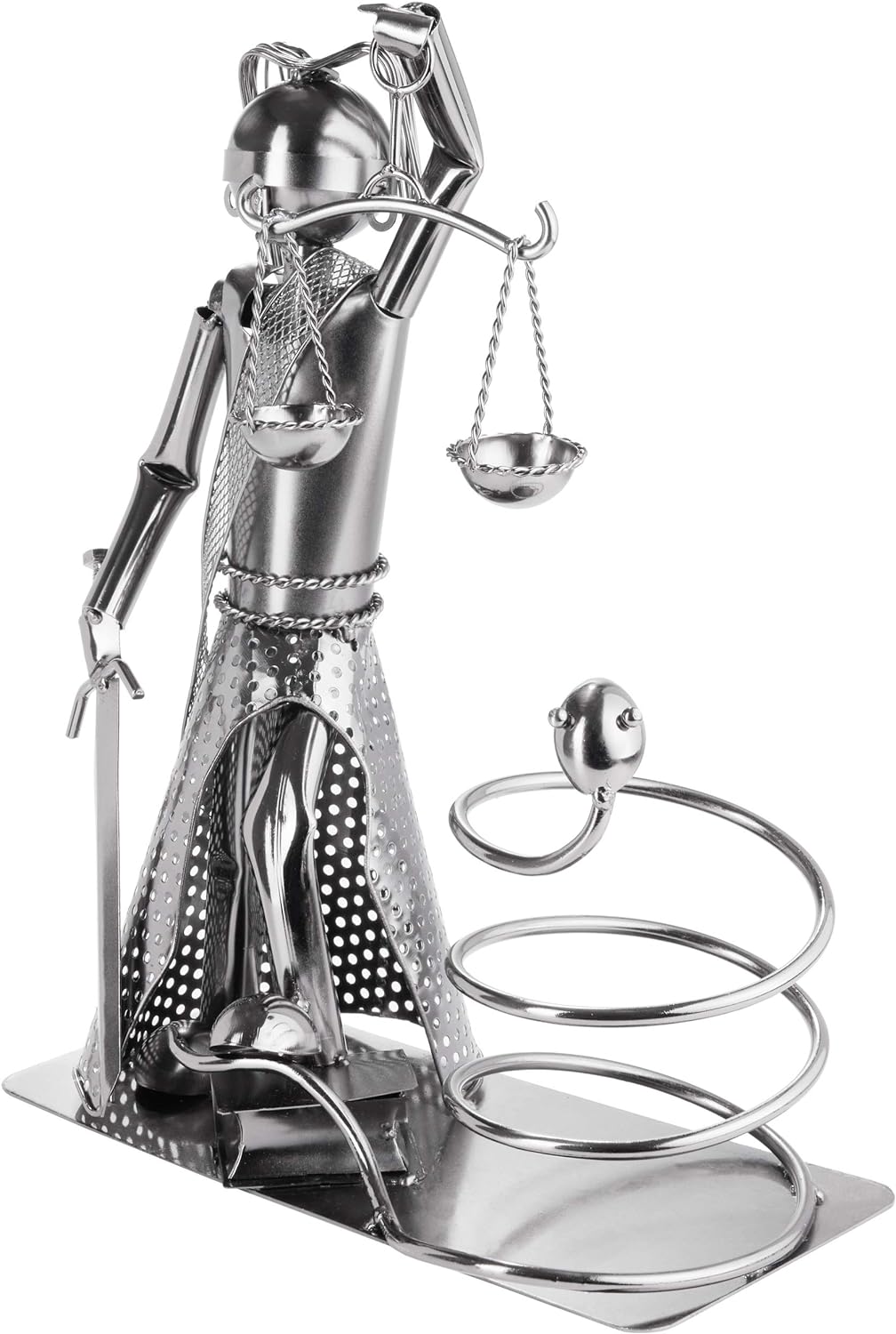 BRUBAKER Weinflaschenhalter Justitia mit Schlange - Metall Skulptur Flaschenständer - Metallfigur We