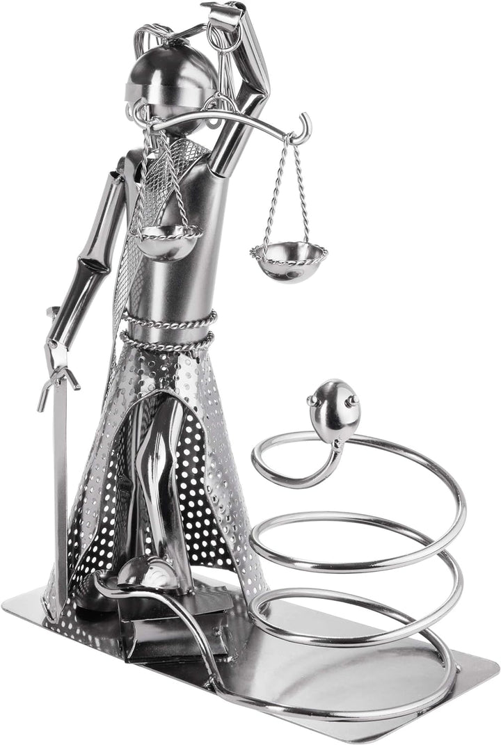BRUBAKER Weinflaschenhalter Justitia mit Schlange - Metall Skulptur Flaschenständer - Metallfigur We