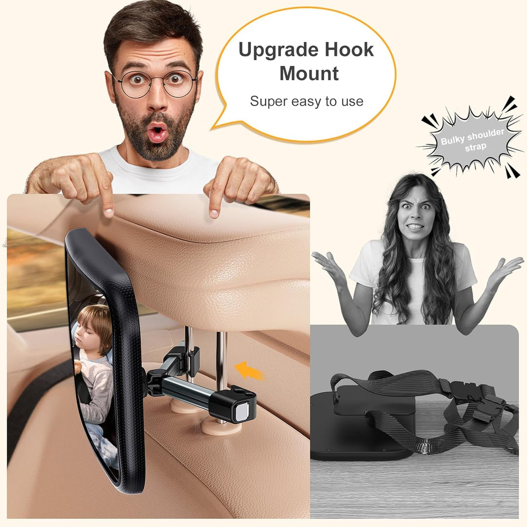 Spiegel Auto Baby Rückbank,360° Baby Autospiegel,rückspiegel für baby mit Haken Clip,baby spiegel Er