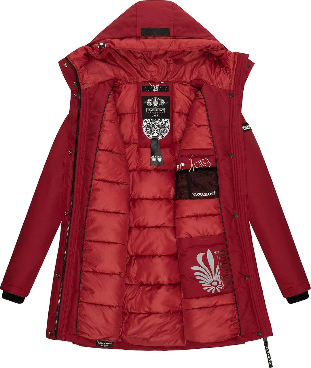 Navahoo Damen warmer Winter Kurzmantel Blizzardstorm XS-3XL S Blood Red, S Blood Red